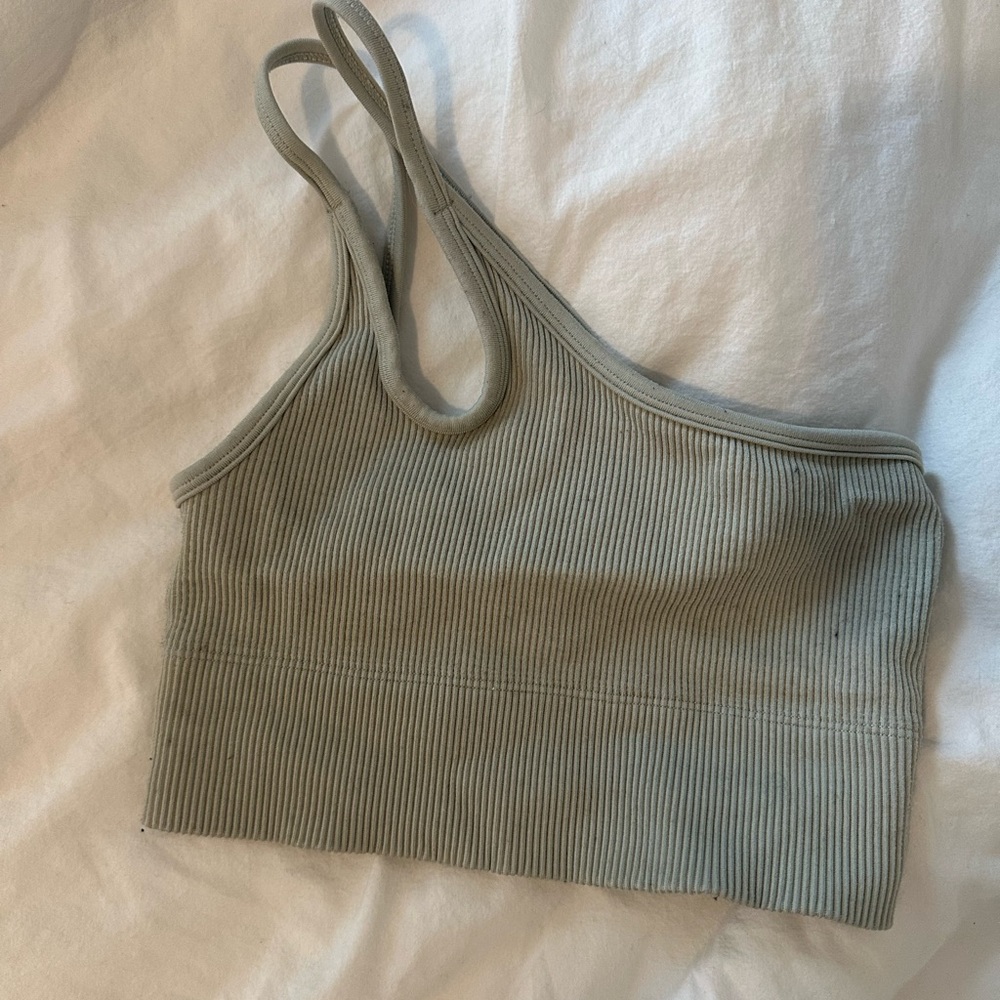 Garage Ribbed Crop Top - Olive Green